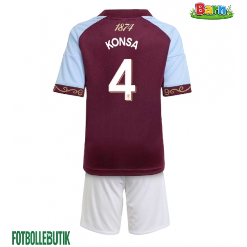 Aston Villa Ezri Konsa #4 Hemmaställ Barn 2025-26 Kortärmad (+ Korta byxor)